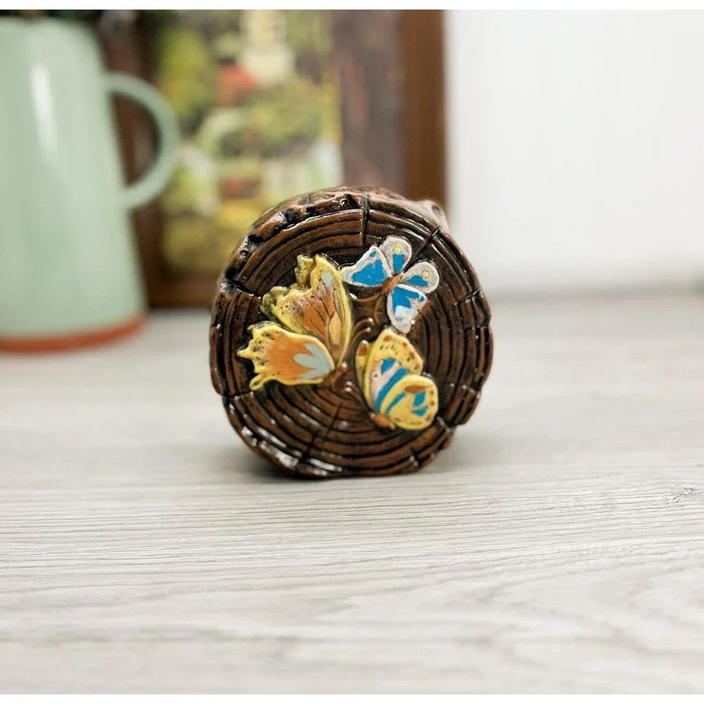 Vintage Ceramic Butterfly‎ Piggy Bank: Kitschy Coin Bank Decor